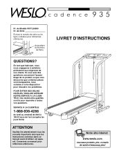 Weslo Cadence 935 Treadmill Canadian French Manual