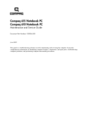 HP FN015UT Compaq 615 Notebook PC and Compaq 610 Notebook PC - Maintenance and Service Guide