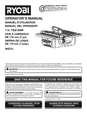Ryobi WS721 Operation Manual