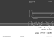 Sony DAV-X1V Operating Instructions