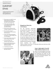 Behringer EPA40 Product Information Document