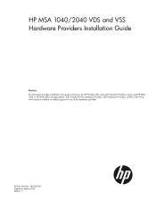 HP MSA 1040 HP MSA 1040/2040 VDS and VSS Hardware Providers Installation Guide (765305-001, March 2014)