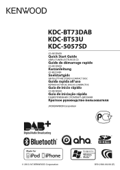 Kenwood KDC-BT73DAB Quick Start Guide