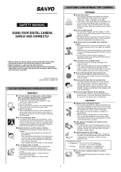 Sanyo VPC CA6 Instruction Manual, VPC-CA6EX Safety Manual
