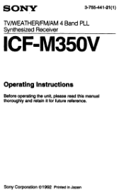 Sony ICF-M350V Operation Guide