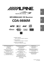 Alpine CDA-9886M Owner's Manual (french)