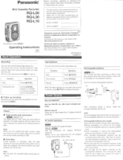 Panasonic RQL50 RQL10 User Guide