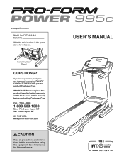 ProForm Power 995 C Treadmill English Manual