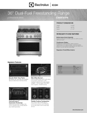 Electrolux E36DF76TPS Product Specifications Sheet English