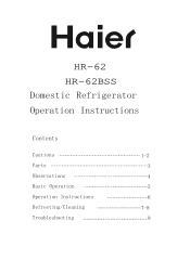 Haier HR-62 User Manual