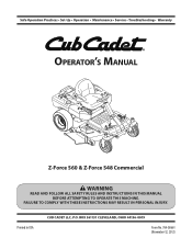 Cub Cadet Z-Force S Commercial 60 Z-Force S Commercial 48 Operator's Manual