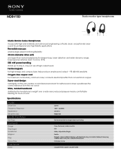 Sony MDR V150 Marketing Specifications