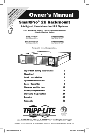 Tripp Lite SMX1500XLRT2U Owner's Manual for 230V 2U Rackmount UPS Systems 933184