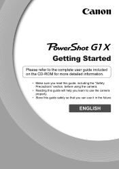 Canon PowerShot G1 X PowerShot G1 X Getting Started