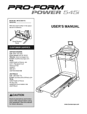 ProForm Power 545i Treadmill Uk Manual