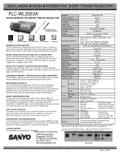 Sanyo PLC-WL2503A Print Specs