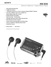 Sony NW-E95 Marketing Specifications