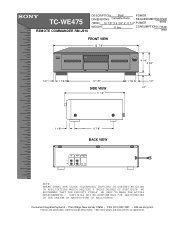 Sony TC-WE475 Dimensions Diagram