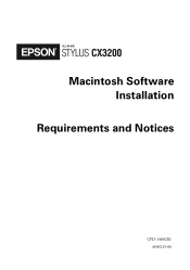 Epson Stylus CX3200 Macintosh Software Installation Booklet