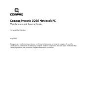 HP Presario CQ35-200 Compaq Presario CQ35 Notebook PC - Maintenance and Service Guide