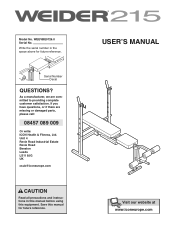 Weider 215 Bench Uk Manual