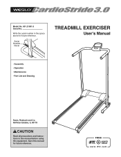 Weslo Cardiostride 3.0 Treadmill English Manual
