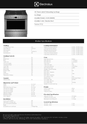 Electrolux ECFG3668AS Product Specifications Sheet