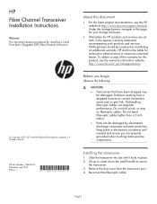 HP MSA 2040 HP Fibre Channel Transceivers Installation Instructions (718624-001, June 2013)