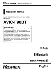 Pioneer AVIC-F90BT Owner's Manual