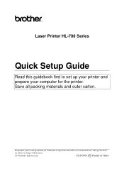 Brother International HL-730PLUS Quick Setup Guide - English