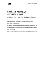 Konica Minolta bizhub PRESS 1250 bizhub PRESS 1052/1250/1250P Additional Information for 3rd Party Options