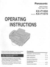 Panasonic KXF1050 KXF1050 User Guide