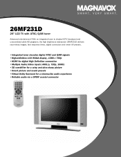 Magnavox 26MF231D Product Spec Sheet