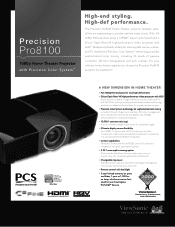 ViewSonic PRO8100 Pro8100 Spec Sheet