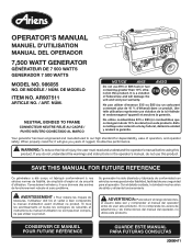 Ariens 7500 Watt Generator Owners Manual