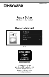 Hayward GL-235 Aqua-Solar-Owners-Manual-092007GRevK