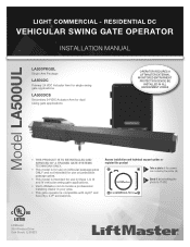 LiftMaster LA500UL Installation Manual