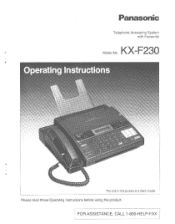 Panasonic KXF230 KXF230 User Guide