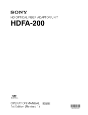 Sony HDFA-200 Operation Guide