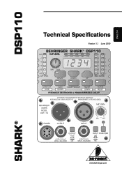 Behringer DSP110 Specifications Sheet