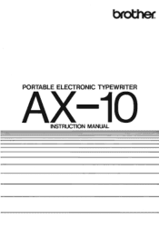Brother International AX10 Owners Manual - English