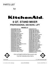 KitchenAid KP26M1XCE Parts List