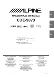 Alpine CDE 9873 Owners Manual