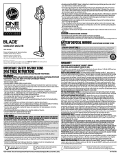 Hoover ONEPWR Blade MAX Cordless Vacuum Product Manual