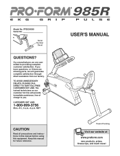 ProForm 985r English Manual