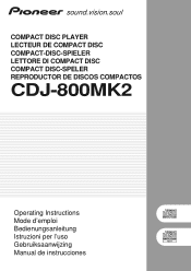Pioneer CDJ800 Owner's Manual
