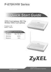 ZyXEL P-870H-53A v2 Quick Start Guide