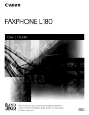 Canon FAXPHONE L170 FAXPHONE L180 Basic Guide