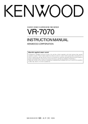 Kenwood VR-7070 User Manual