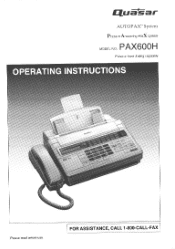 Panasonic PAX600H PAX600H User Guide